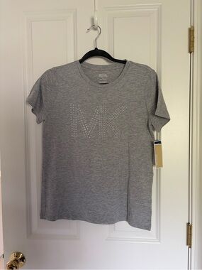 Michael Kors Light Gray Crewneck Tee with Subtle Logo